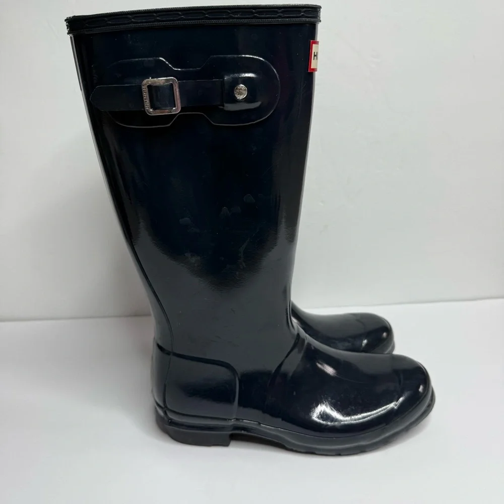 Hunter Glossy Rain Tall Boots Girl Size 6